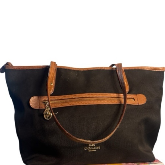 Coach Black and Tan Women's Tote Bag - Picture 3 of 6
